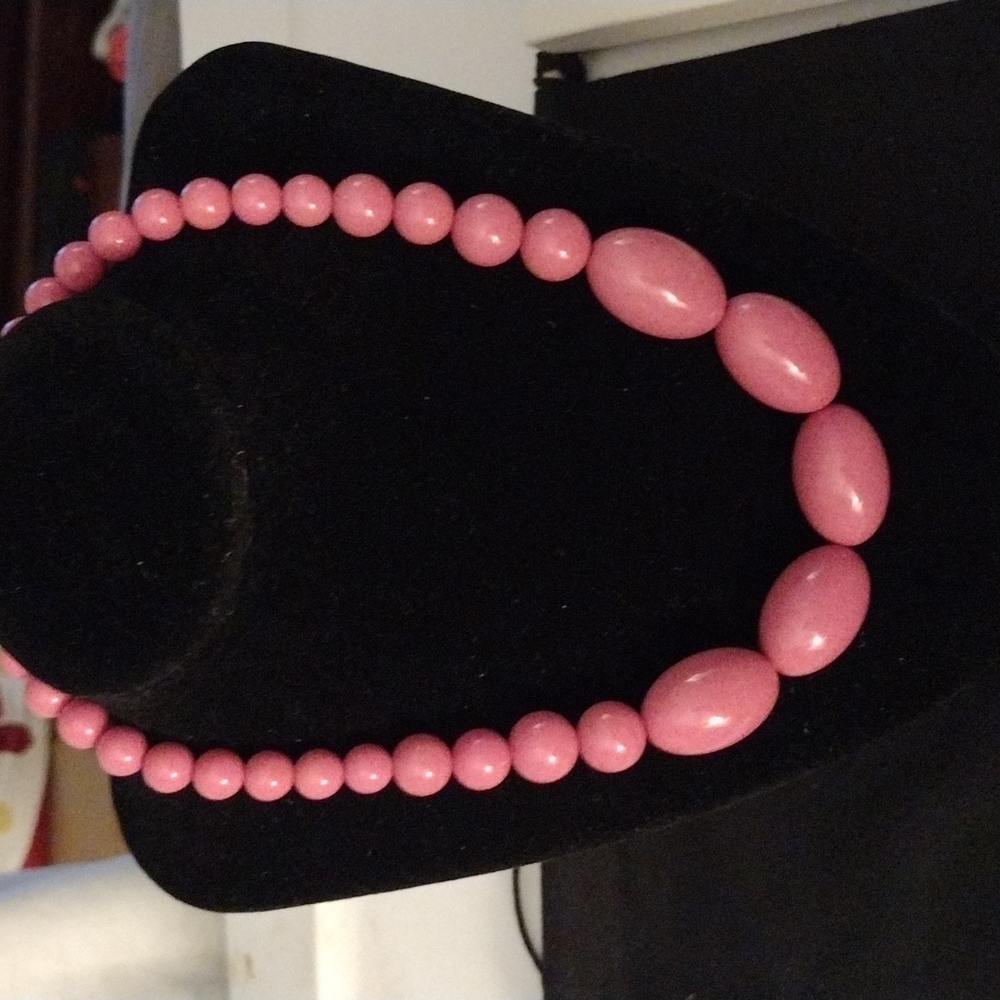 Vintage Plastic Bubble Gum Colored Bead Necklace w/ matching Dangle Earrings